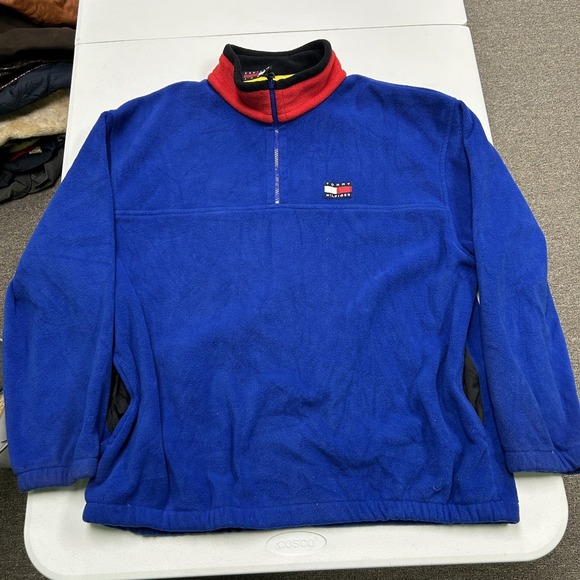Tommy Hilfiger Other - Tommy Hilfiger Fleece Pullover Mens XL Blue Red Quarter Zip Colorblock Logo